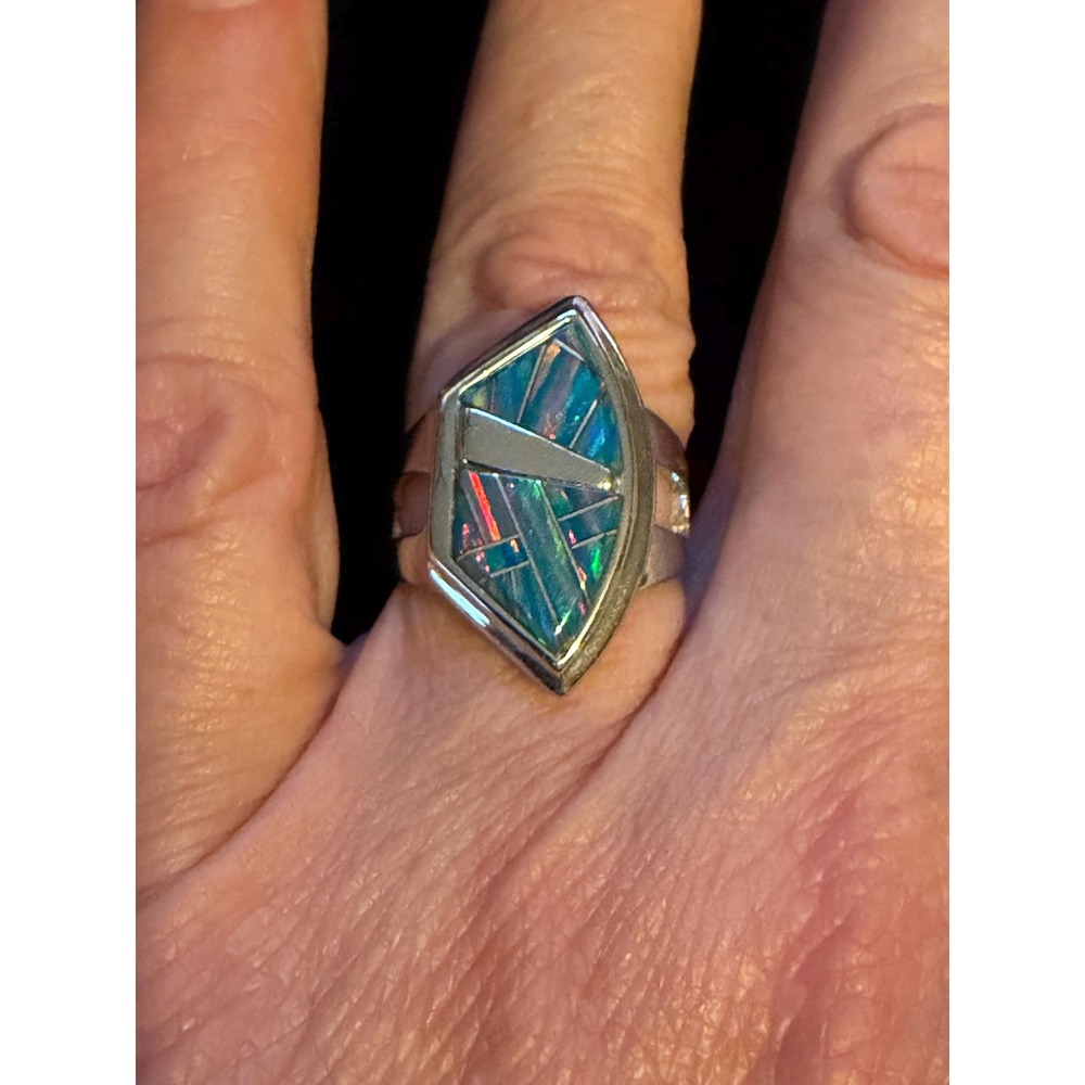 Jay King Desert Rose Sterling Silver & Opal Inlaid Opal Sz 7